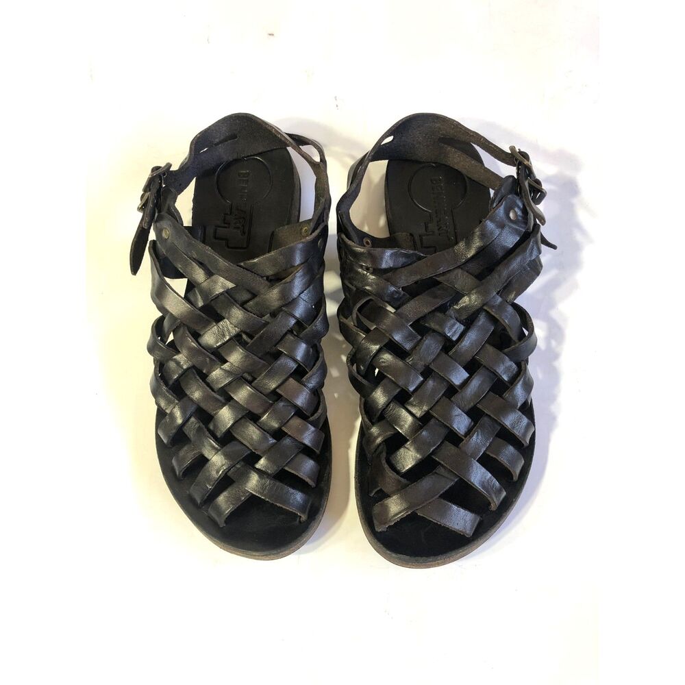 BENHEART Italy Handmade Woven Leather Gladiator Sandal Black Cage whimsy 38/ 7.5